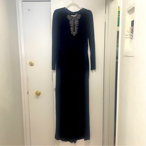 Navy Long Formal Dress with beautiful beading.